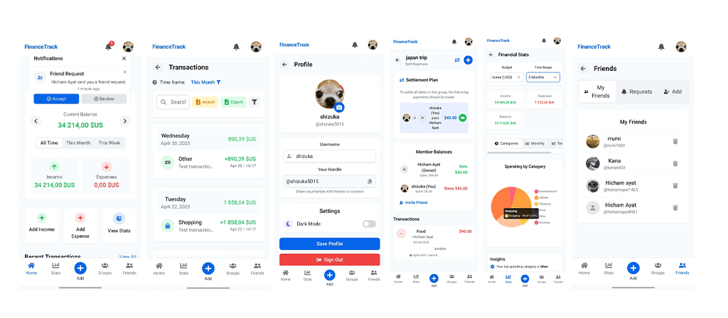 Screenshot of Finance Tracker